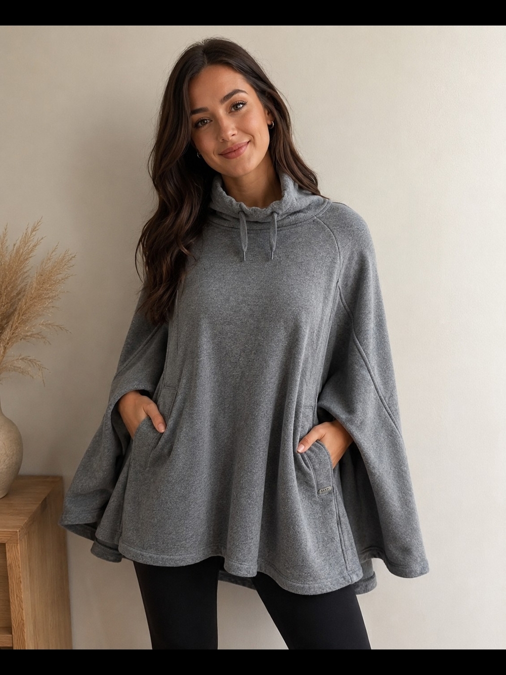 UGG Grey Funnel-Neck Cape Hoodie